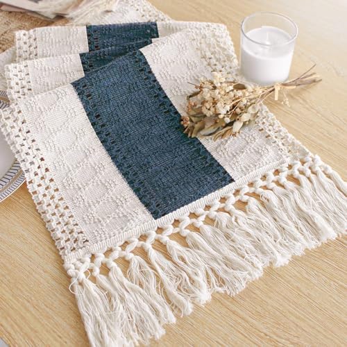 FEXIA Boho Table Runner for Home Decor 12x108 Blue Fall Rustic
