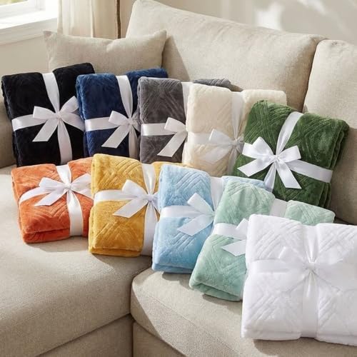 SUPERIOR Quilted Diamond Throw Blanket, Soft Plush Fleece Blanket for