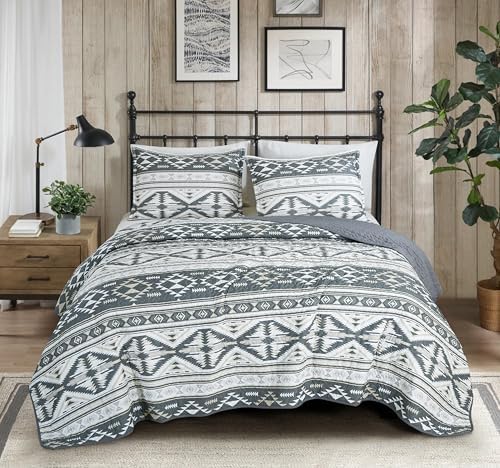 Chezmoi Collection Remy 3-Piece Southwestern Geometric Motif Quilt Set