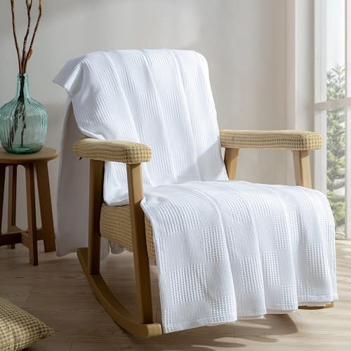 100% Turkish Cotton Blanket King Size Waffle Weave Blankets, Made in