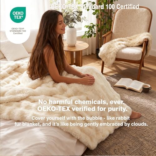 Faux Fur Throw Blanket, Double - Sided Fluffy Throw Blanket for Sofa