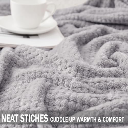 Exclusivo Mezcla Soft Waffle Fleece Bed Blanket King Size, Light Gray