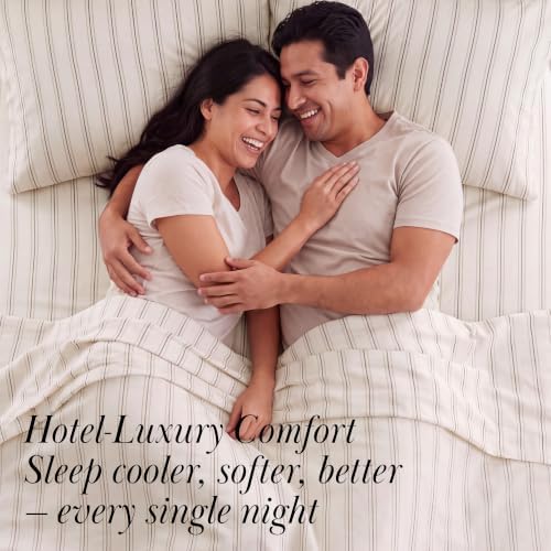 Taupe Striped Sheets Queen Size 4 Pc Patterned Bed Sheets Set Stone
