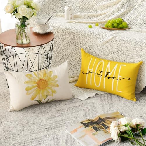 AVOIN colorlife Home Sweet Home Spring Summer Flowers Yellow Throw
