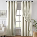 100% Blackout Curtains for Bedroom, Double Layer Ivory 108" L
