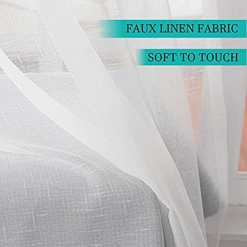 ChadMade Tab Top Sheer Curtain 96 Inch Length Natural Linen Drape for