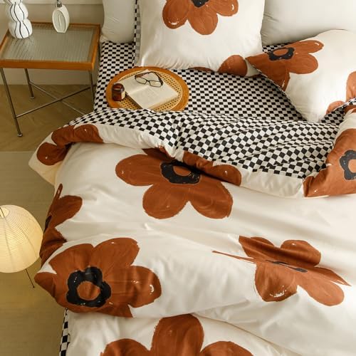 Wellboo Boho Floral Comforter Sets California King Pumpkin Sunflower