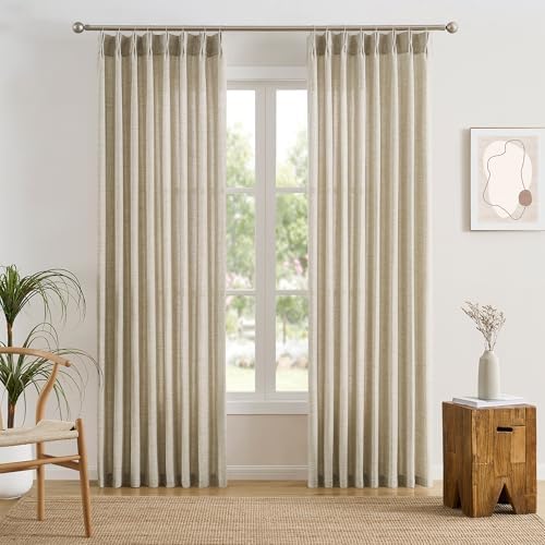 RAIN CITY Beige Pinch Pleated Sheer Curtains 94 Inches Long,W50 x L94