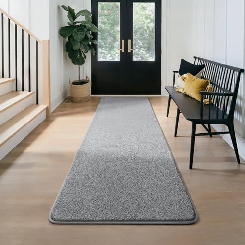 Modern Hallway Runner Rug, 2x6 Grey Washable Non Slip Runner Rug