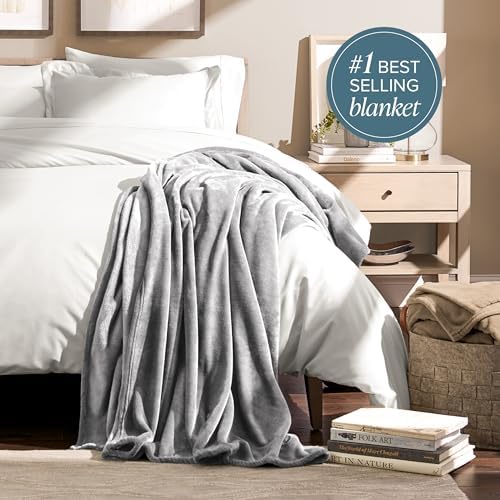 Bare Home Fleece Blanket Luxury Microplush (King, Light Grey)