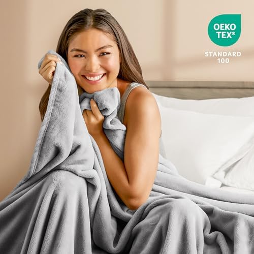 Bare Home Fleece Blanket Luxury Microplush (King, Light Grey)