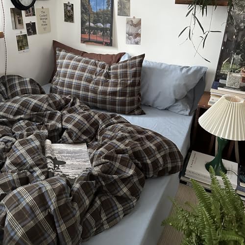 mixinni Vintage Buffalo Plaid Duvet Cover Set California King, 3 Piece