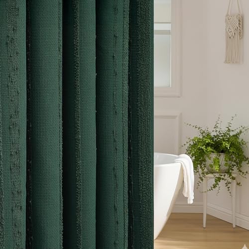 White Shower Curtain Boho, Textured Shower Curtain Cotton Blend Waffle
