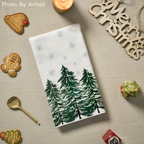 Artoid Mode Green Trees Merry Christmas Kitchen Towels Set of 2 18x26