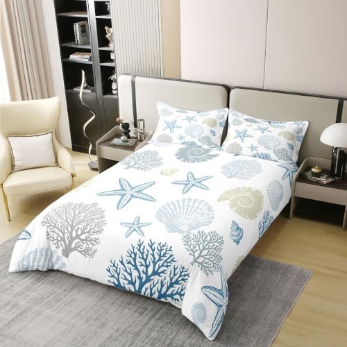 Manfei Coral Starfish 100% Cotton Duvet Cover Set Minimal Neutral