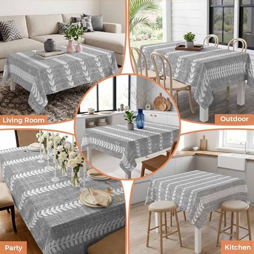 Grey Boho Stripe Light Linen Rectangle Tablecloth 60x120 Inches,Retro