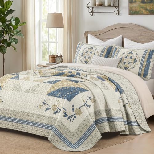Dobuyly Patchwork Quilt King Size, Farmhouse Lightweight Bedspread