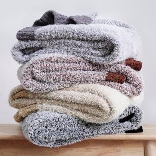 Amélie Home Faux Fur Throw Blanket, Heather Brown, 60"x80"