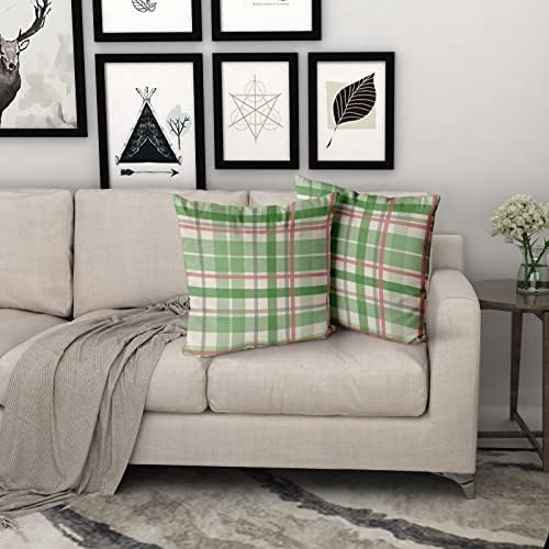 Green Coral Pillow Covers 18x18 Set of 2 Light Green Grey Buffalo