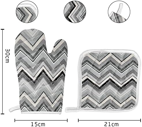 Kitchen Oven Gloves Grey Chevron Oven Mitts Pot Holder Set Geometric