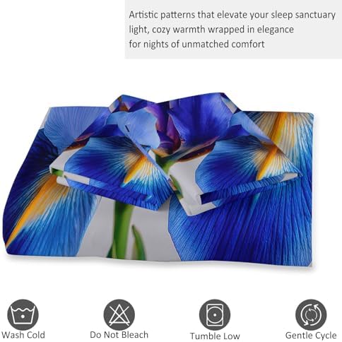 Plant Iris Duvet Cover King Grey 3PCS Bedding Set for Kids and Adults