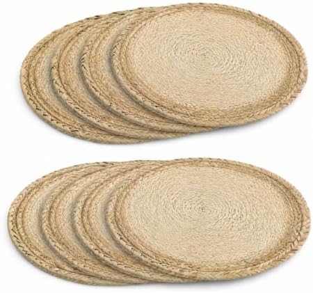 Boho Farmhouse Handmade Woven Placemats, Set of 8 - Natural Gourd