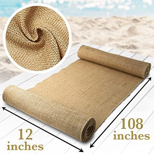 Burlap Table Runners, 12 x 108 Inch - 10 Pack Outdoor Jute Table