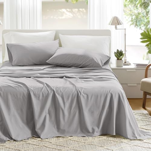 Comfort Spaces 100% Cotton Percale Sheets Queen Sheet Set 4 Piece