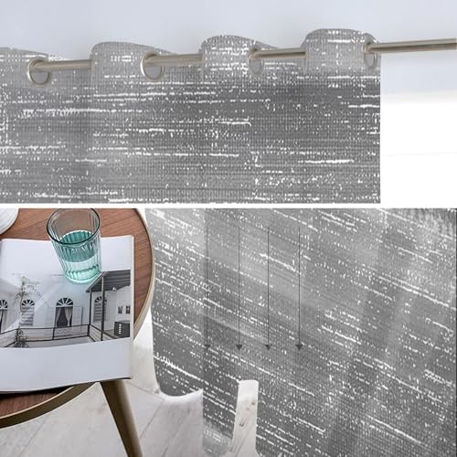 Gray Gradient Sheer Curtains 63 Inch Long 2 Panels, Minimalist