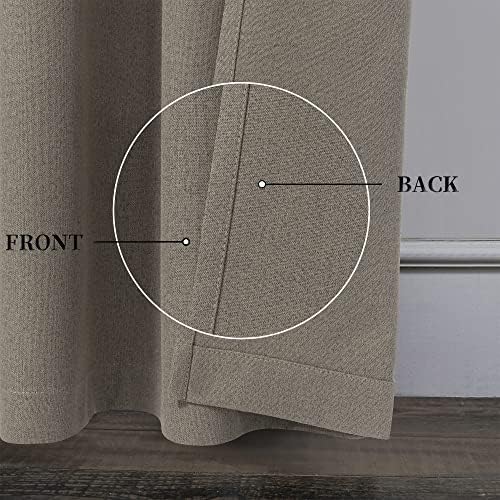2 Panels Taupe Burlap Faux Linen Textured Quality Curtains