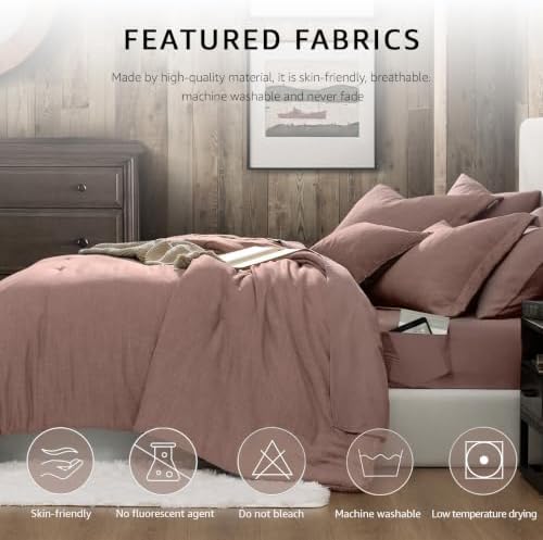 Full Comforter Set - 7 Pieces Solid Bedding Sets Textured Bed in a Bag