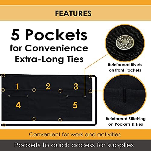 Brtex Server Aprons with 5 Pockets (2 Pack) – Commercial Grade Black