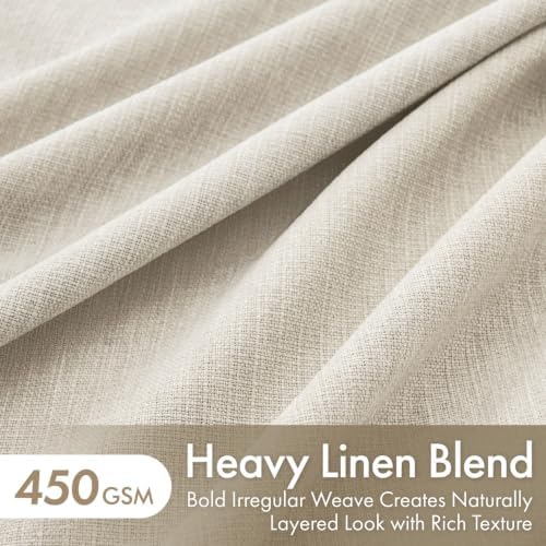 MIULEE Pinch Pleated Blackout Linen Curtains Natural 2 Panels 50"