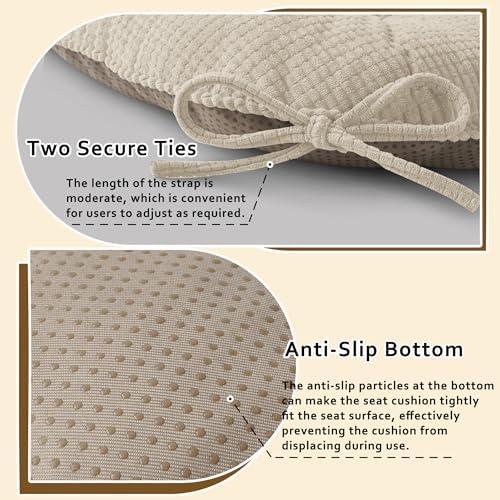 ELFJOY Dining Chair Cushions 1 Piece Non Slip 18"X18"X3" Beige