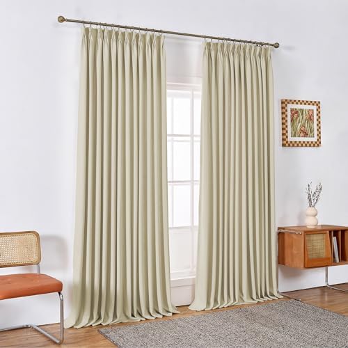 DerF HOME 52 W x 108 L inch Pinch Pleat Unlined Darkening Drape Faux