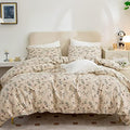 Floral Duvet Covers Queen Soft Cotton 3 Pieces Bedding Set Garden