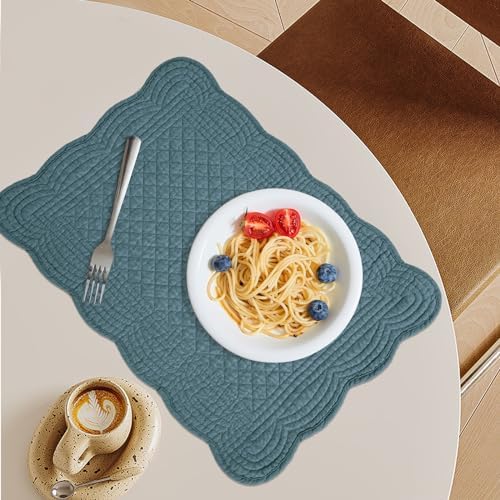 MABOZOO 100% Cotton Quilted Placemats Set of 6,Washable Cloth Table