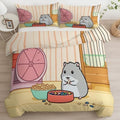 King Duvet Cover Set Cartoon Hamster Sunflower Seed Lines Bedding with