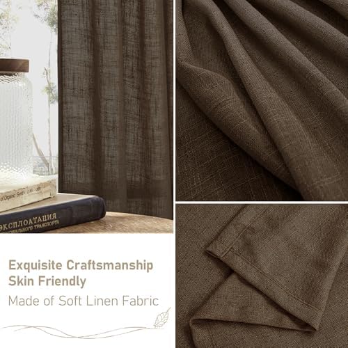 LAMIT Dark Brown 72 inch Linen Textured Curtains for Living Room 2