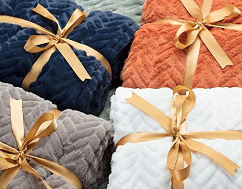 Chanasya Premium Soft Faux Fur Embossed Throw Blanket - Solid Color