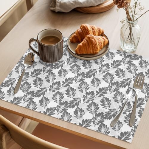Oak Leaves Placemats Set of 8, Cotton Linen Fabric Place Mats, Fall
