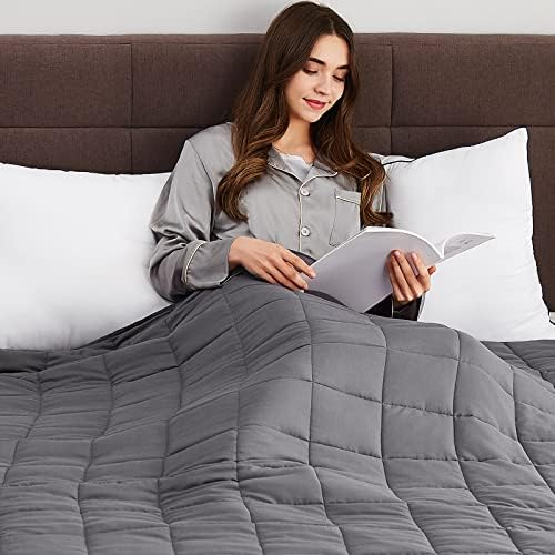 Weighted Blanket for Adults (15lbs, 48"x72", Full, Grey) Heavy Blanket