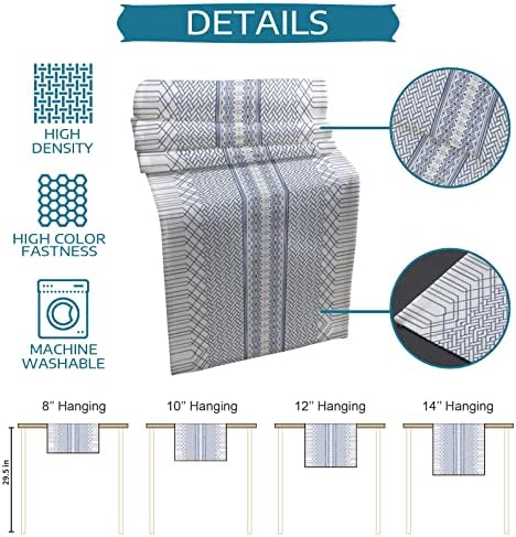 Geometric Table Mats Set of 4 With Table Runner 90 Inches Long,Cotton