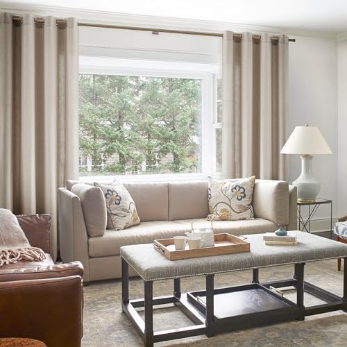 Central Park Sand Semi Sheer Grommet Curtain Linen Blended, 58" Wx108
