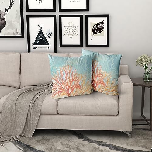 Giwawa Coastal Coral Throw Pillow Covers 20x20 Set of 2, Retro Vibe