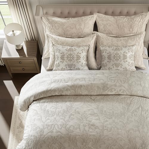 Levtex Home - Alessio Beige Duvet Cover Set - Full/Queen Duvet Cover