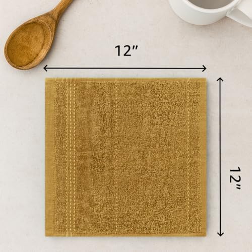 DecorRack 10 Pack 100% Cotton Dish Cloths, 12x12 in, Washcloths, Tan