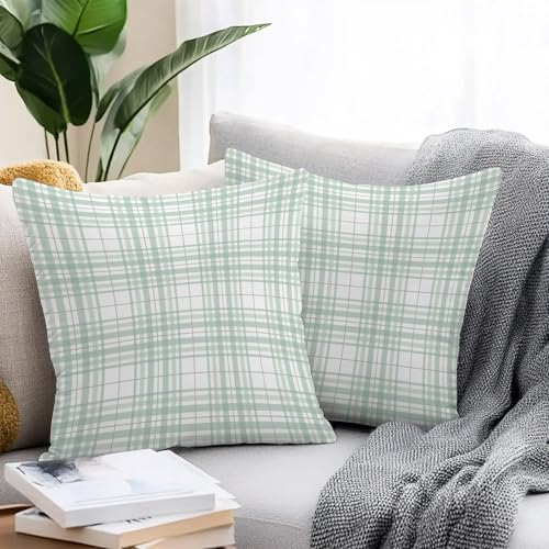 18x18 Pillow Covers Set of 2, Buffalo Plaid Waterprrof Outdoor Throw