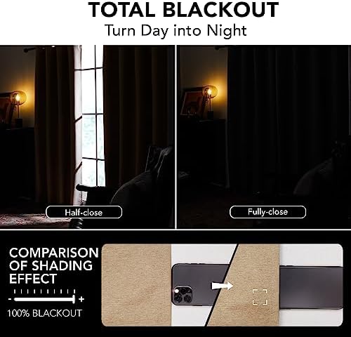 Deconovo 100% Blackout Linen Curtains 96 Inch Long for Bedroom Living