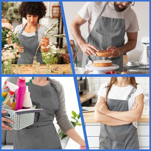 4 Pack Chef Apron, Adjustable Apron with 2 Pockets, Unisex